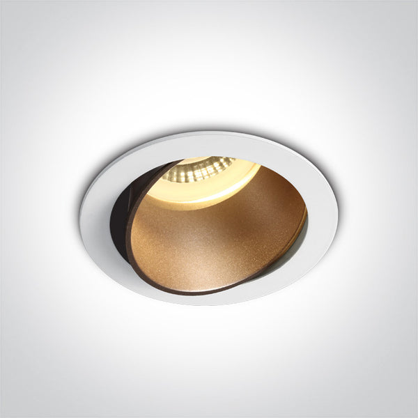 WHITE GU10 10W BRASS REFLECTOR DARK LIGHT ADJUSTABLE