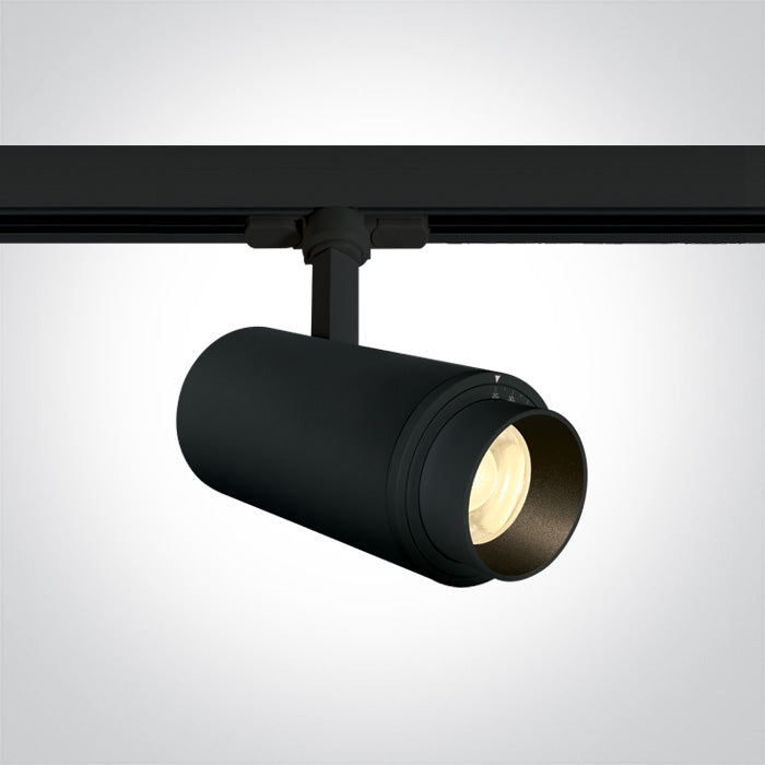 BLACK COB LED 30W WW TRACK SPOT 20-60deg ADJUSTABLE BEAM 230V